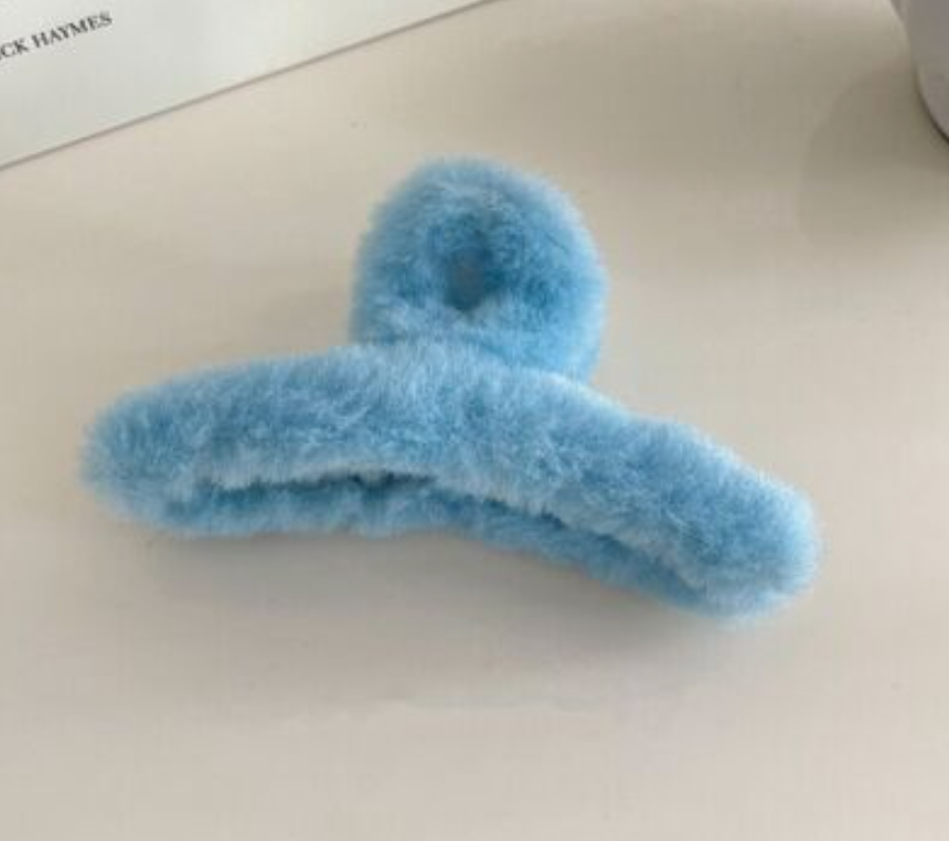 Fluffy Hair Clip - Baby Blue