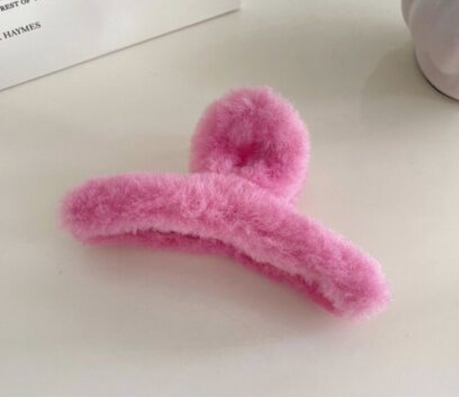 Fluffy Hair Clip - Baby Pink