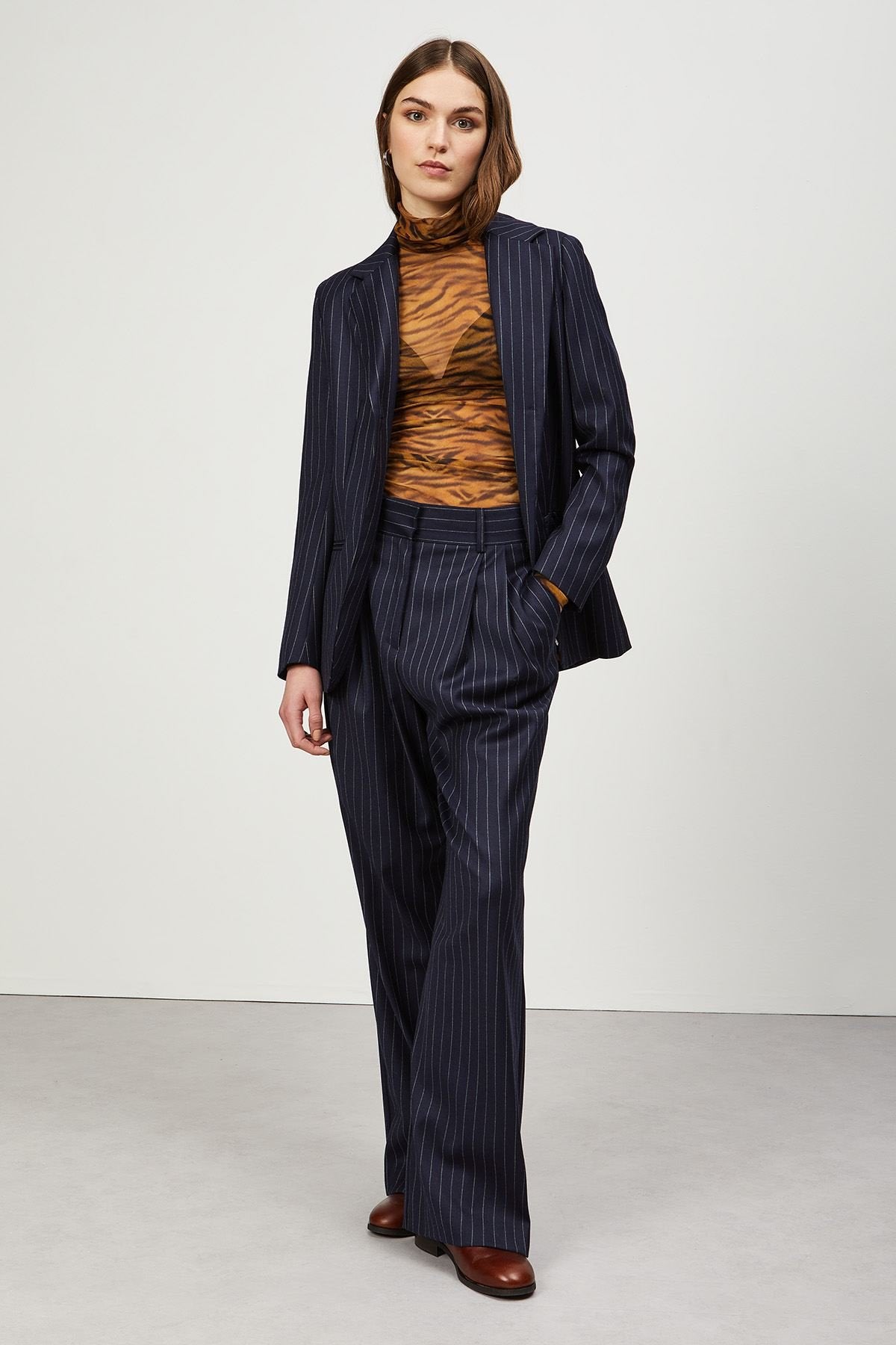 
                  
                    Pinstripe Palazzo Trousers - Blu
                  
                