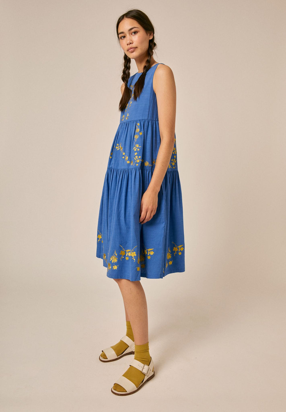 Vita Dress - Blue Embroidered